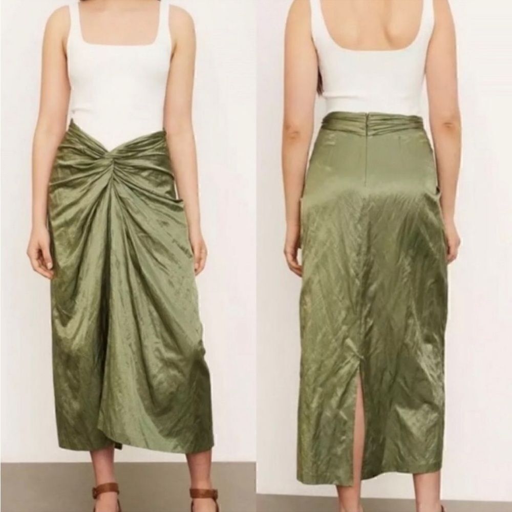 NWT Vince  Twist Front Skirt in Dark Pistachio $395